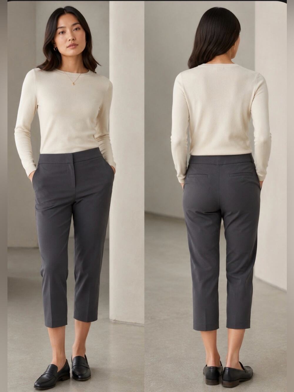 APT.9 The Tory Women's Gray Capri Career Quiet Luxury Old Money Pants - Size 10